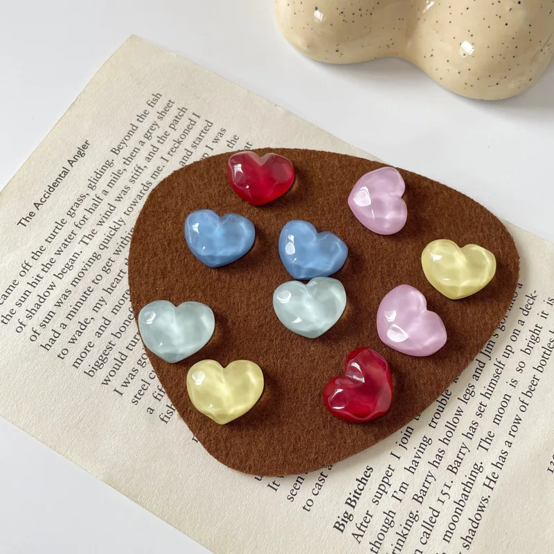 

Origin Summer Arcylic Love Heart Candy Colors Stud Earring for Women Girls Textured Cartoons Water Ripple Party Earring Jewelry