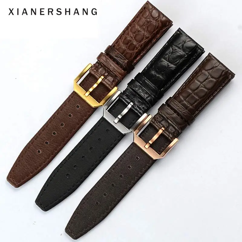 

Luxury Genuine Leather Belt 20MM Crocodile Skin Watchbands Custom Handmade Strap Stainless Steel Pin Buckle Alligator Watch Band