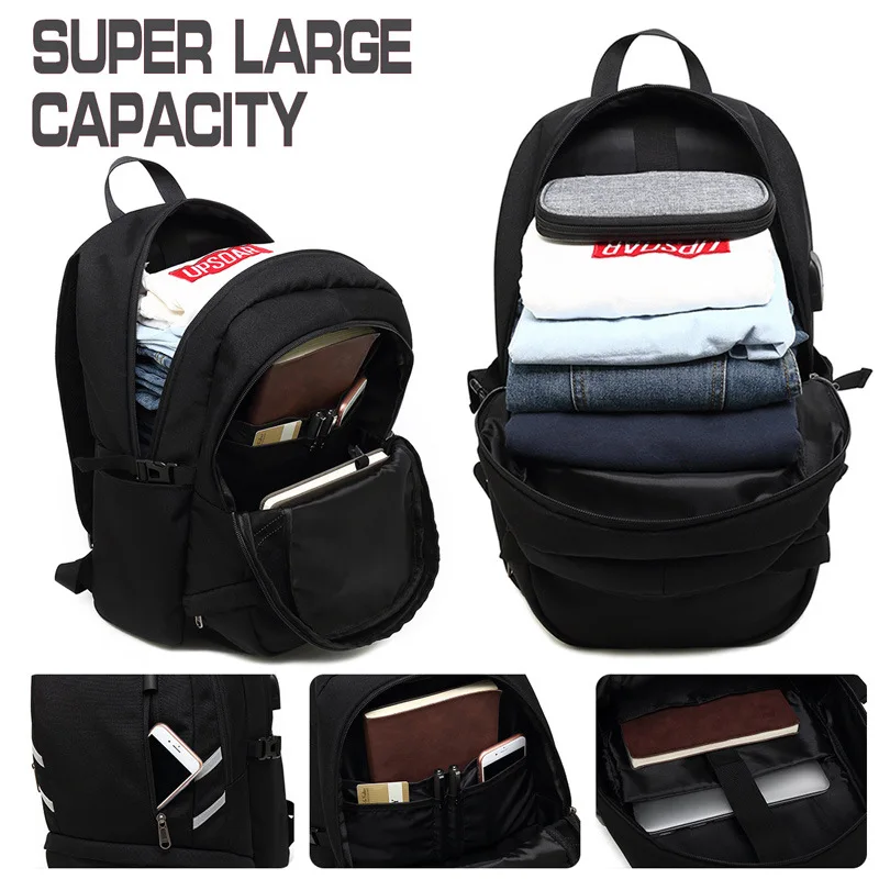 Мужской Дорожный рюкзак с защитой от кражи черный водонепроницаемый деловой