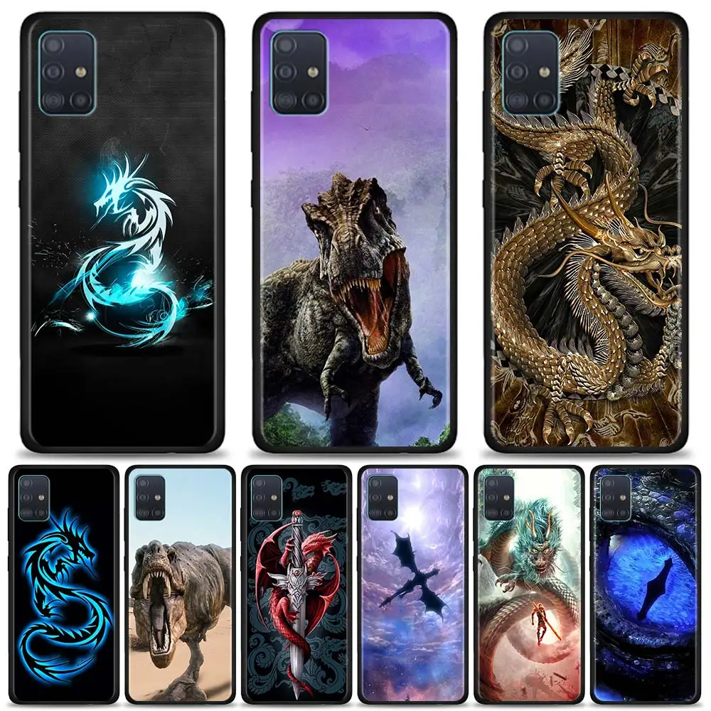 

Silicon Case For Samsung Galaxy A91 A72 A51 A71 A21s A11 A31 A41 A12 A02s 5G Phone Cover TPU D-Dragon Dinosaurs