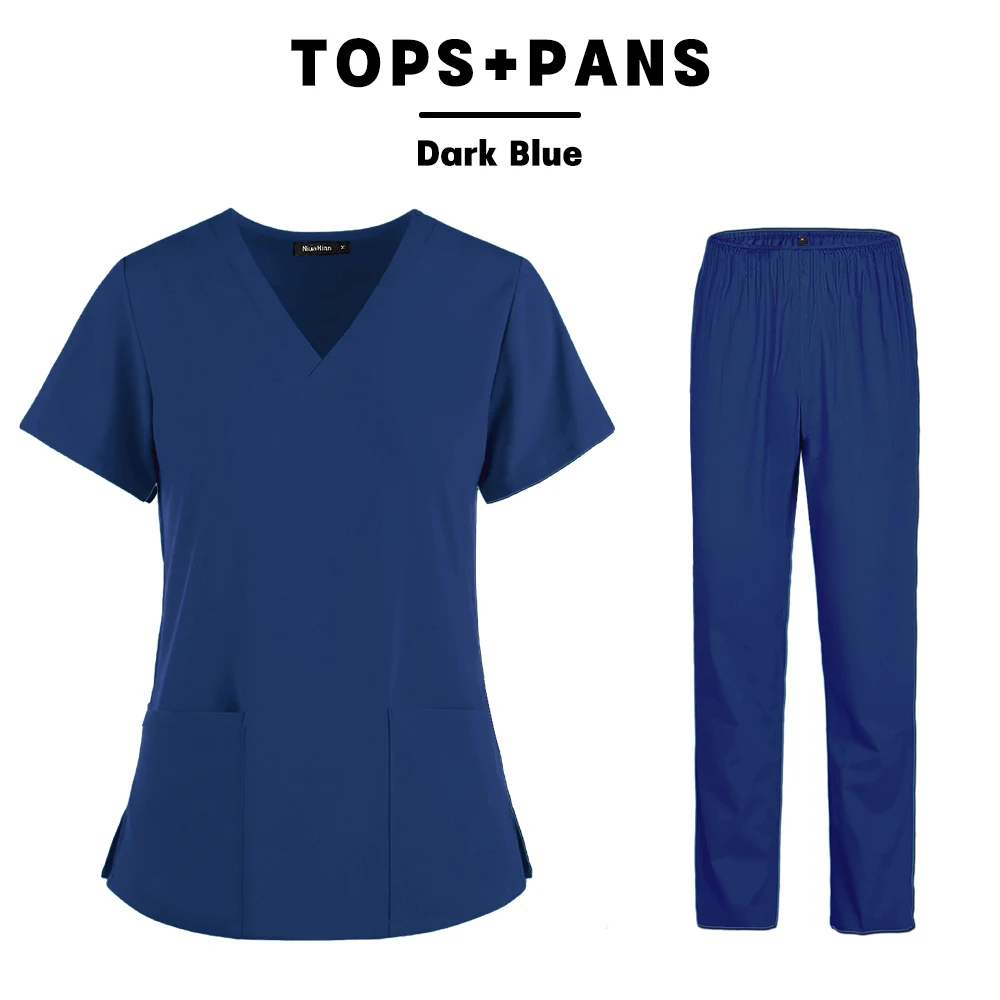Operating Room Scrubs Clothes Doctor Nurse Dentist Working Tops Medical Surgical Beauty Salon Lab Dental Hospital Tops and Pans