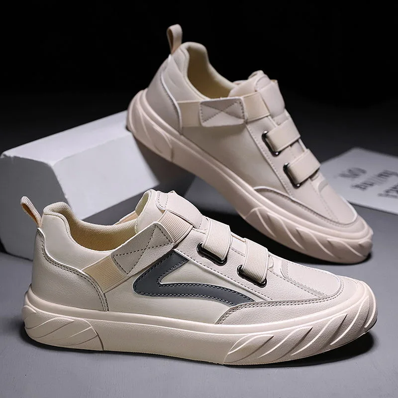 Кроссовки мужские из ПУ кожи Повседневная модная брендовая обувь Белые кеды