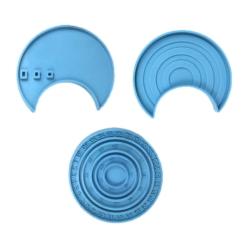 

3 Pcs/Set Circular Moon Shaped Wall Hanging Calendar Disks Epoxy Resin Mold Silicone Mould DIY Crafts Pendant Home Casting