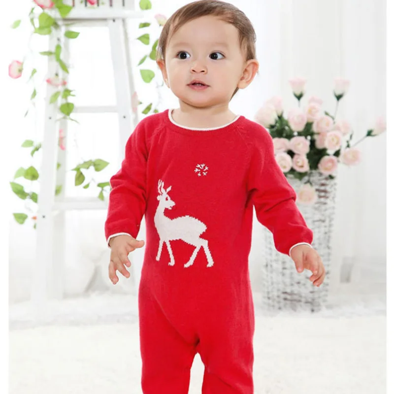 Moose/комбинезон для новорожденных Хлопковая Новогодняя одежда малышей Вязаный
