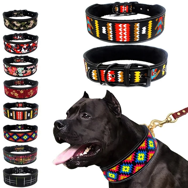 

Reflective Collar Adjustable Pet Collar For Large Dogs Pitbull Leash Dog Collar Perro Puppy Collar Ошейник Для Собак Pit Bull