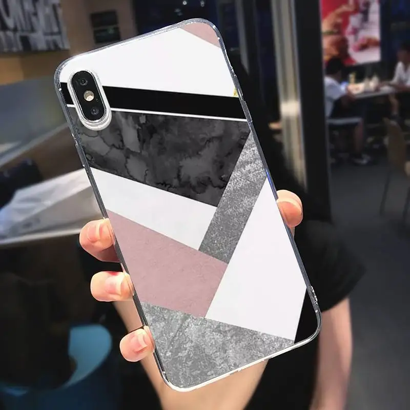 

Marble geometry pattern Phone Case Transparent for iPhone 6 7 8 11 12 s mini pro X XS XR MAX Plus