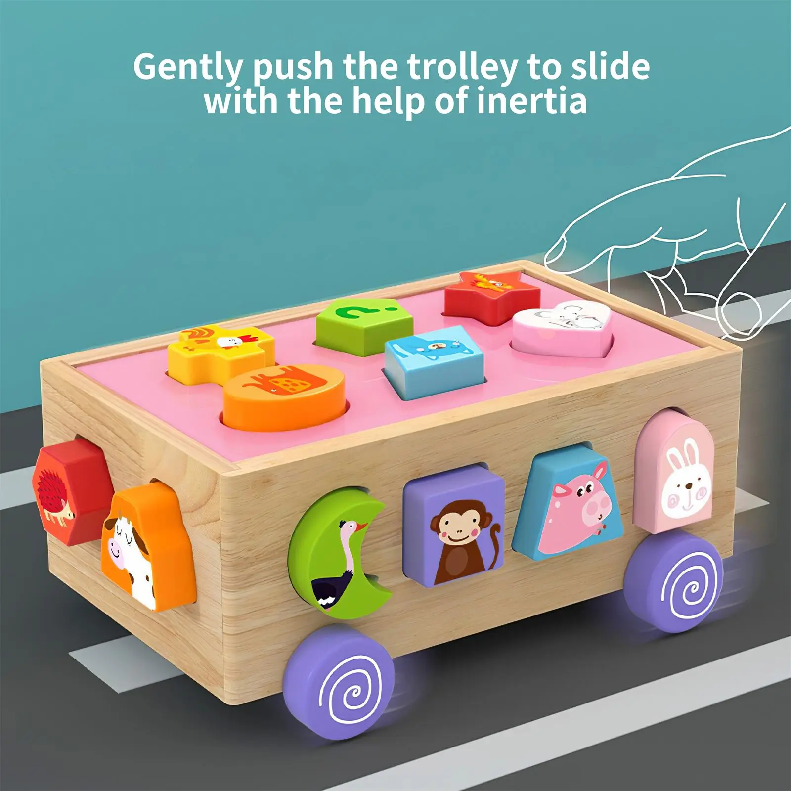

Children Wooden Color Sorting Toy 18 Holes Detachable Early Educational Vehicle Blocks Shape Matching Colour Cognition Toys