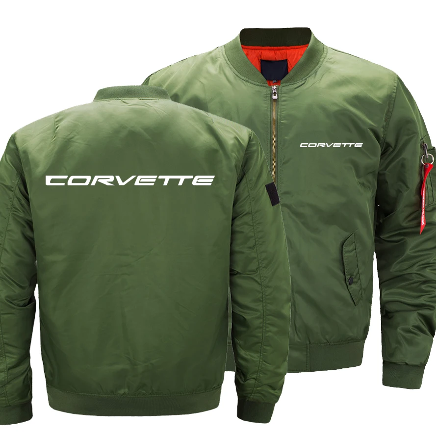 

New Fashion Autumn Winter Corvette Logo Jacket Men Round Collar Baseball Flight Jacket Male Uniform Coat