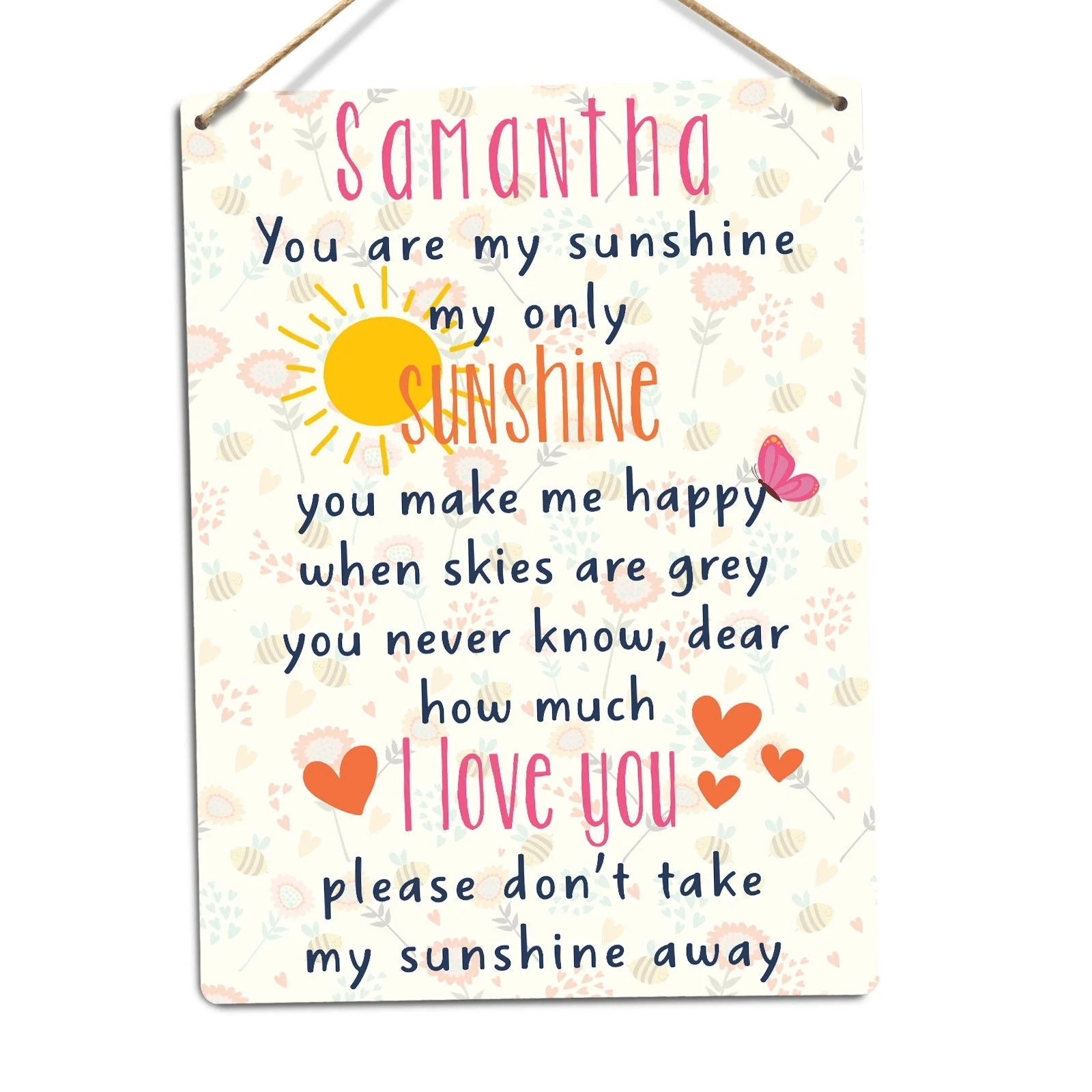 

Personalised You Are My Sunshine - Metal Wall Plaque Art- Custom Name Love Girls(Visit Our Store, More Products!!!)