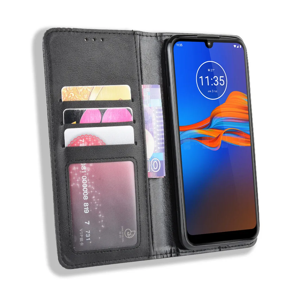 Чехол для Motorola Moto E6 Plus роскошный откидной бумажник из искусственной кожи