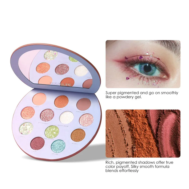

12 Colors Glitter Eyeshadow Pallete Waterproof Matte Makeup Palette Shimmer and Diamond Lasting-Effect Eye Shadow
