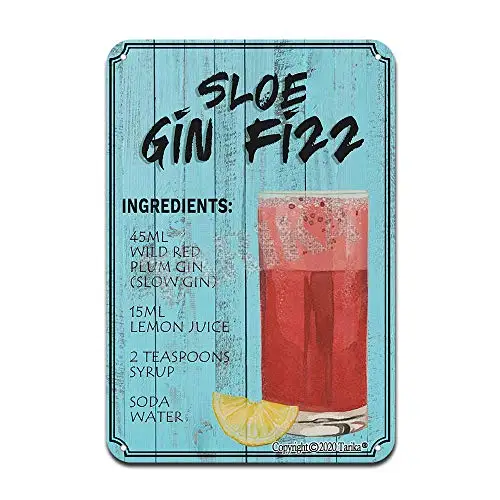

Sloe Gin Fizz Cocktail Ingredients Iron Poster Painting Tin Sign Vintage Wall Decor for Cafe Bar Pub Home Beer Decoration Crafts