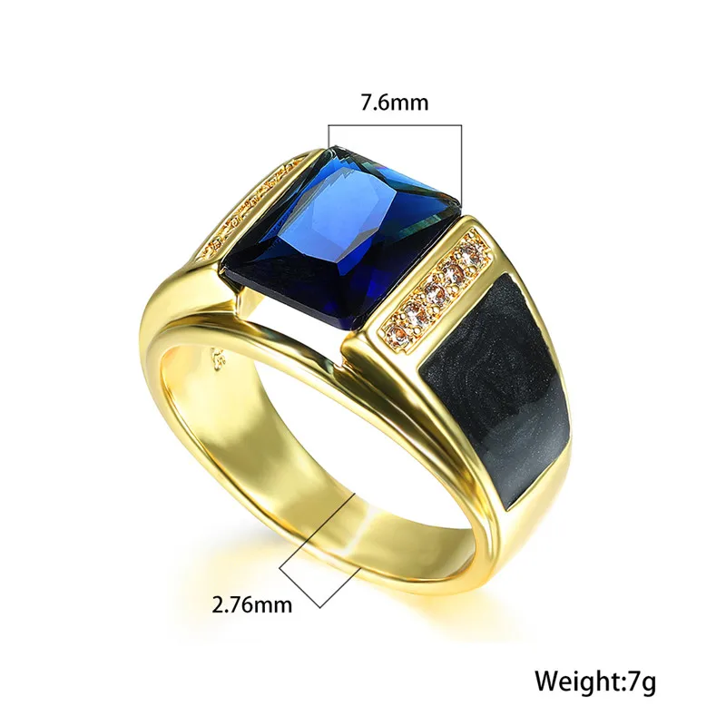 Мужское Винтажное кольцо с черным камнем и синим Цирконом | Украшения аксессуары