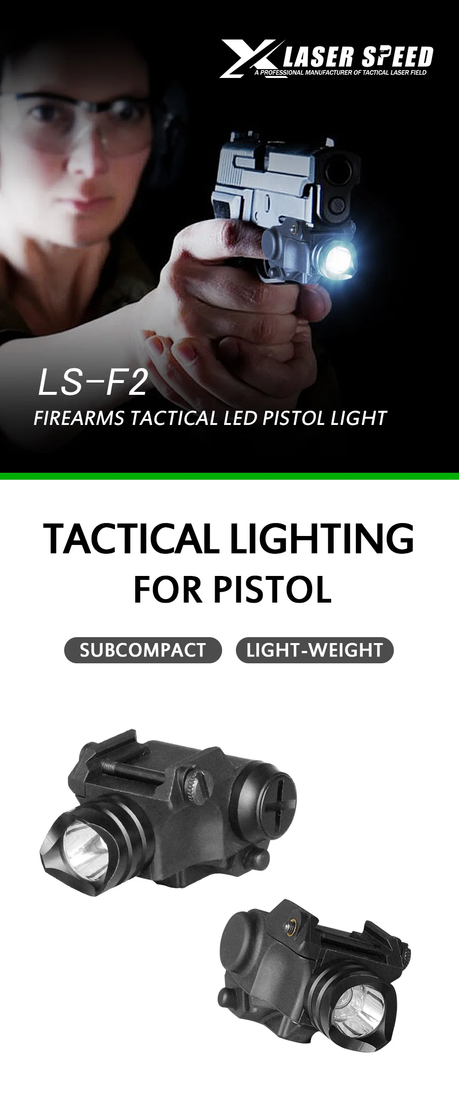 LASERSPEED светодиодный Перезаряжаемые флэш-светильник для Glock 17 19 22 23 25 26 27, 31, 32, 33, 43 ночное 9 мм пистолет страйкбол светильник