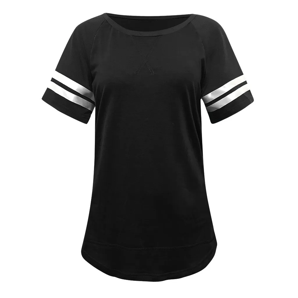 Футболка женская с круглым вырезом модный Повседневный Топ в контрастную