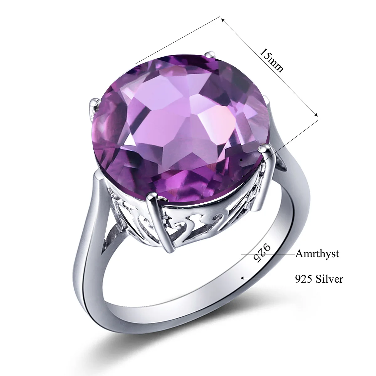

Natural Amethyst Gemstone Rings For Women 925 Sterling Silver Color Diamond Ring Purple Gemstone Fine Jewelry Finger Ring New