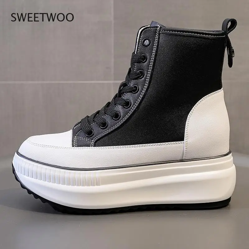 

Women Chunky Sole Ankle Boots Fashion Luxury Platform Boots 9cm High Heel Shoes Autumn Sneakers 2021