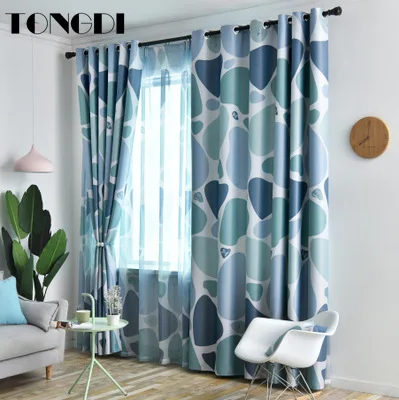 

TONGDI Children Blackout Curtains Elegant Artistic Cobble Printing Luxury Decor For Parlour Home All Season Bedroom Living Room