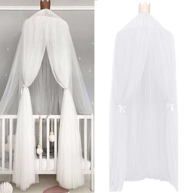1pc Hanging Fairy Princess Mosquito Net Crown Round Screen Canopy Insect Bed Voile Garden Camping Anti-Mosquito Kids Room Decor images - 6