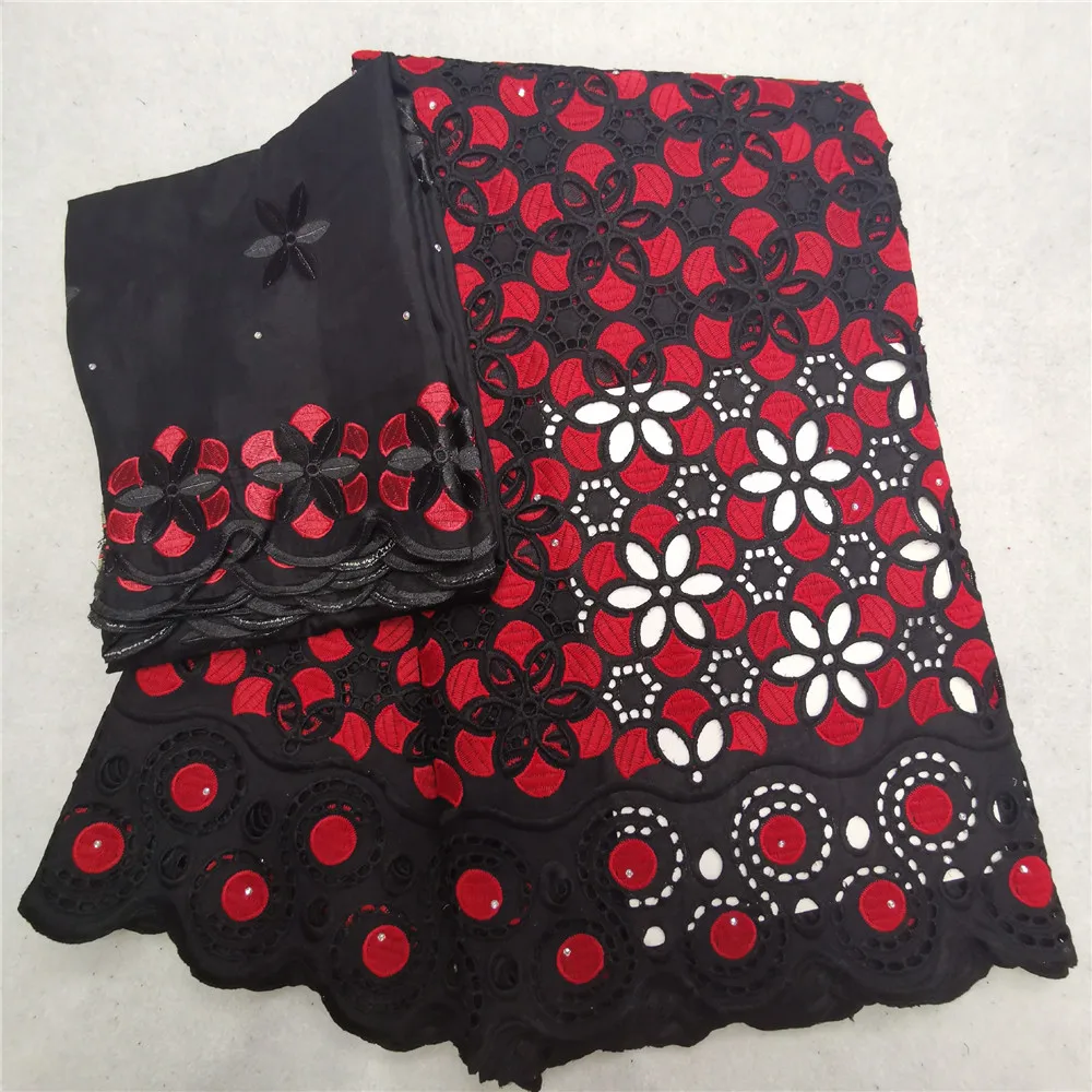 

Hot Sales Embroidery Swiss Cotton Lace Swiss voile Lace In Switzerland Hollow Out African Lace Fabric Red & Gold High Quality !