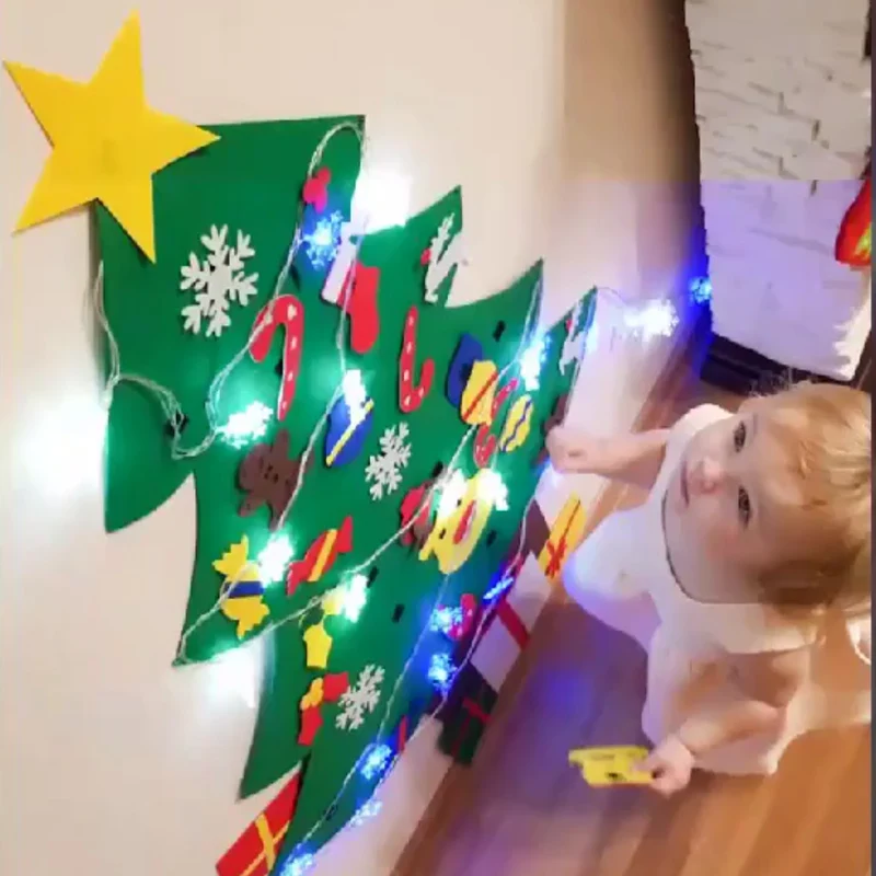Светодиодный DIY Войлок Рождественская елка Navidad рождественские украшения для дома Natal дети подарок на год игра керст дерево украшения Декор