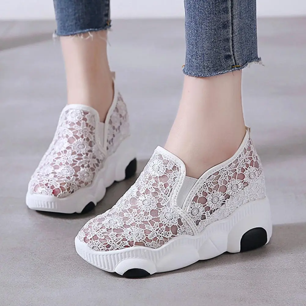 

KARINLUNA New Ladies Casual Flats Fashion Hollow Height Increasing Spring Summer Flats Women Flat Platform Mesh Shoes Woman
