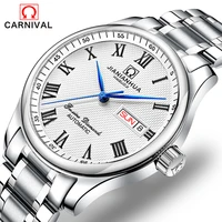 carnival 2021 new mens fashion luxury waterproof watch calendar display stainless steel strap watches relogio masculino c8666