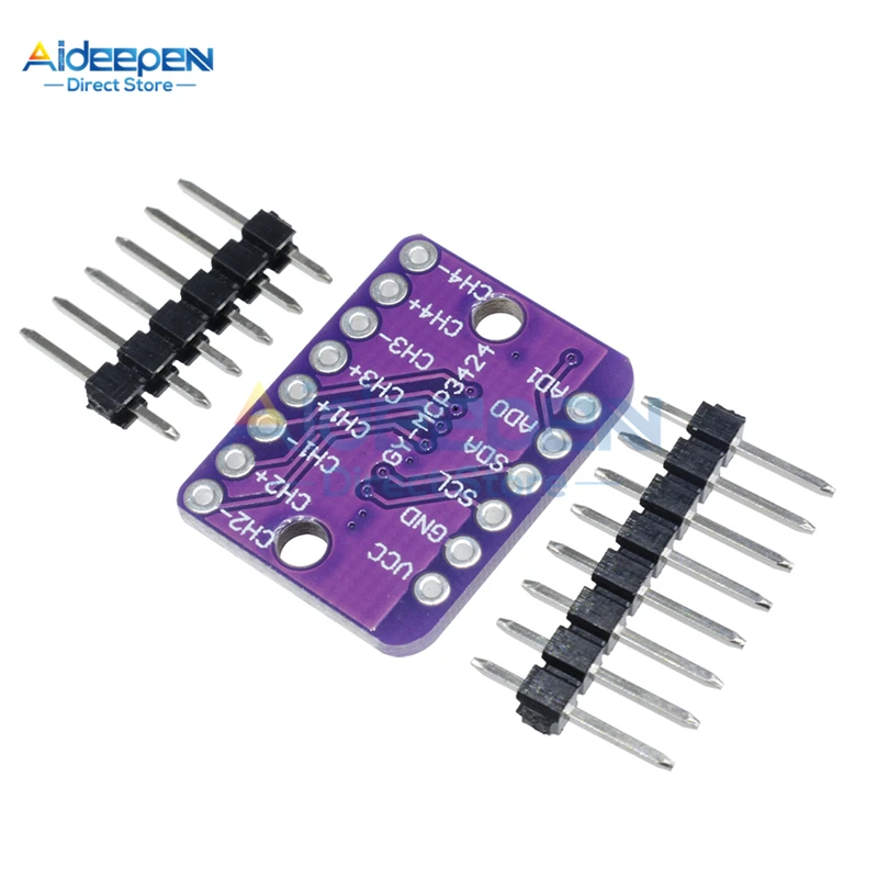 DC 2.7V-5.5V MCP3424 Programmable Gain Amplifier Module 4 Channel I2C IIC Interface A/D Converter For Arduino Raspberry Pi | Инструменты