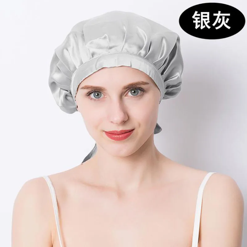 

Women's Satin Solid Wide-brimmed Sleeping Hat Night Sleep Cap Hair Care Bonnet Nightcap For Women Men Unisex Cap bonnet de nuit