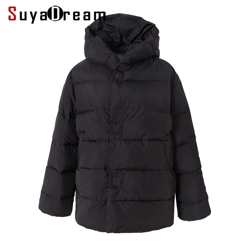 SuyaDream/женские хлопковые парки с капюшоном; однотонные теплые пальто; коллекция года; зимняя верхняя одежда; Новинка