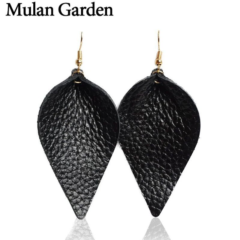 Модные женские серьги M & G из натуральной кожи с листьями массивные подвески