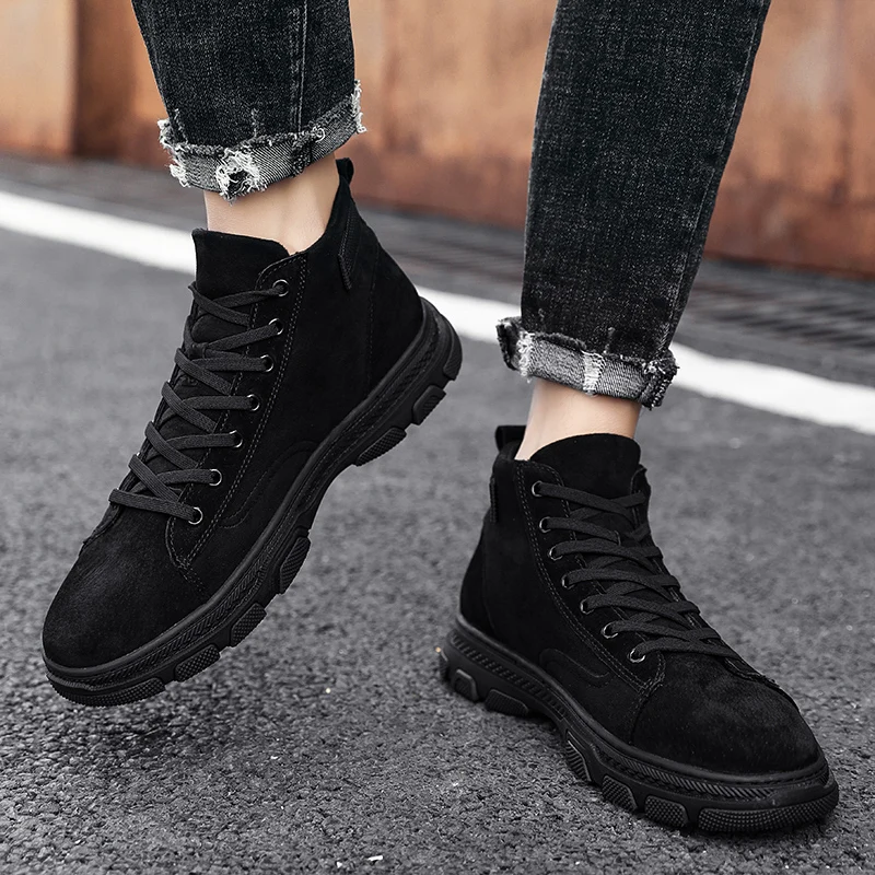 

Men's Casual Leather Shoes Shoe Casual Man Men Shoes Fashion Leather Sneaker Zapatos De Hombre Flat Black Sport For 2020