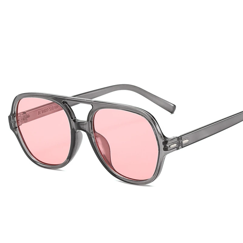 

Trendy Pilot PC Frame Sunglasses For Women Girls Retro Geometric Transparent Lenses Decorative Sun Glasses