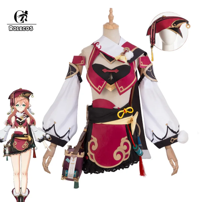 

ROLECOS Genshin Impact Yanfei Cosplay Costume Yanfei Cosplay Costume Women Sexy Costume Halloween Top Skirt Outfit Bag Full Set