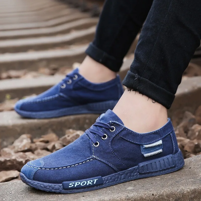 New Canvas Men Shoes Denim Lace-Up Casual 2019 Comfortable Breathable Non-Slip Male Footwear Autumn | Обувь