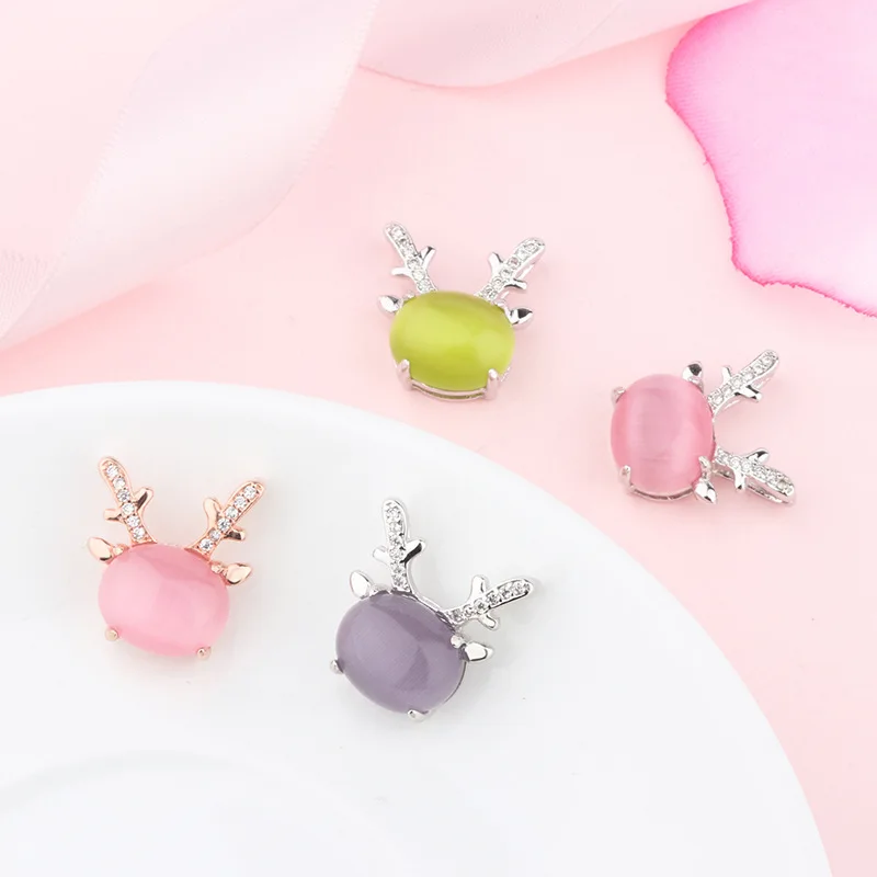 Натуральный розовый нефритовый Агат олень лося кулон 925 Серебряное ожерелье