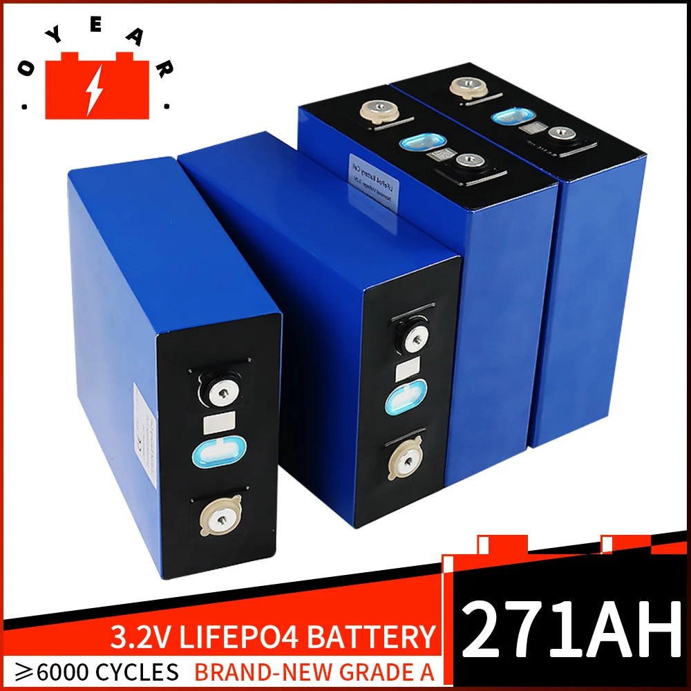 

16pcs 3.2V 271AH 280AH 12V 24V Rechargeable Battery Pack LiFePO4 DIY For E-scooter RV Solar Energy Storage System With Busbar