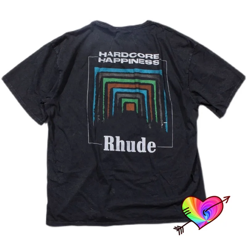 

2021SS RHUDE BOX PERSPECTIVE TEE Men Women 1:1 High Quality Graphic Logo Rhude T-shirt Vintage Make Old Wash Tops Short Sleeve