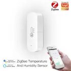 Датчик температуры и влажности Tuya ZigBee, сенсорный прибор с питанием от батареи для умного дома, с поддержкой Alexa, Google Home Assistant