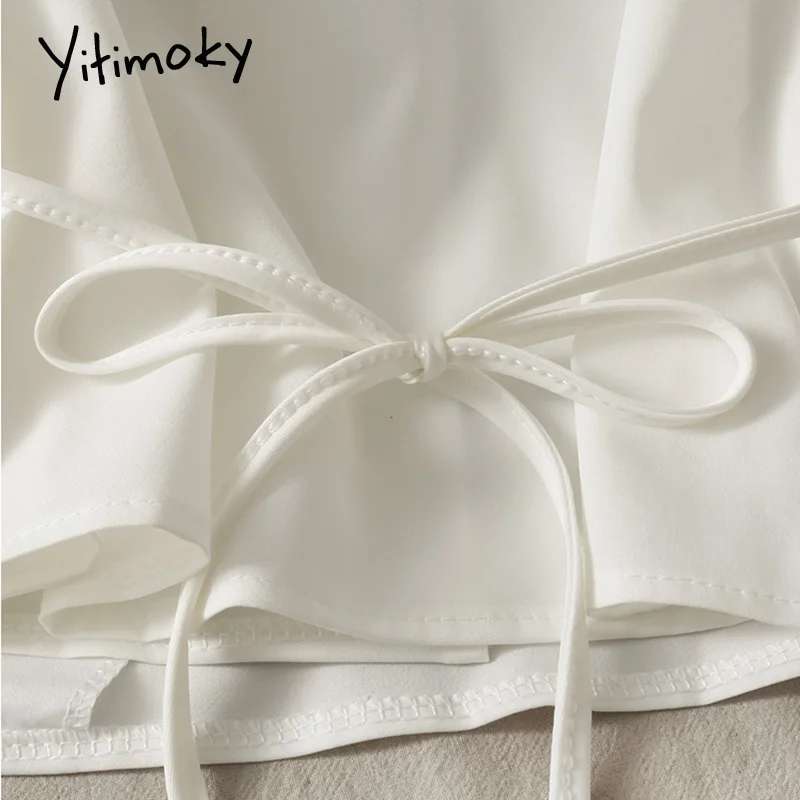 

Yitimoky Blouses Women Long Sleeve Top Spring 2021 Ladies Blouses New Fashion For Clothes Short Casual Solid V-Neck Button Tops