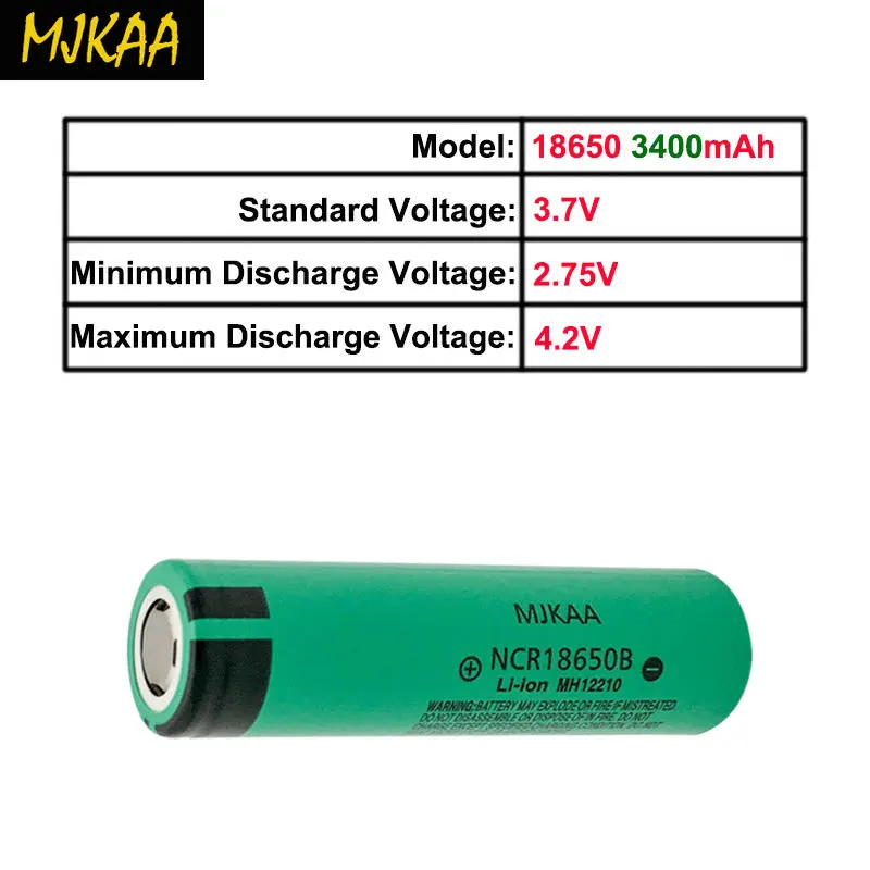 2 шт. MJKAA 18650 батареи 3 7 V 3400mAh перезаряжаемые литий ионные + четырехслотное зарядное