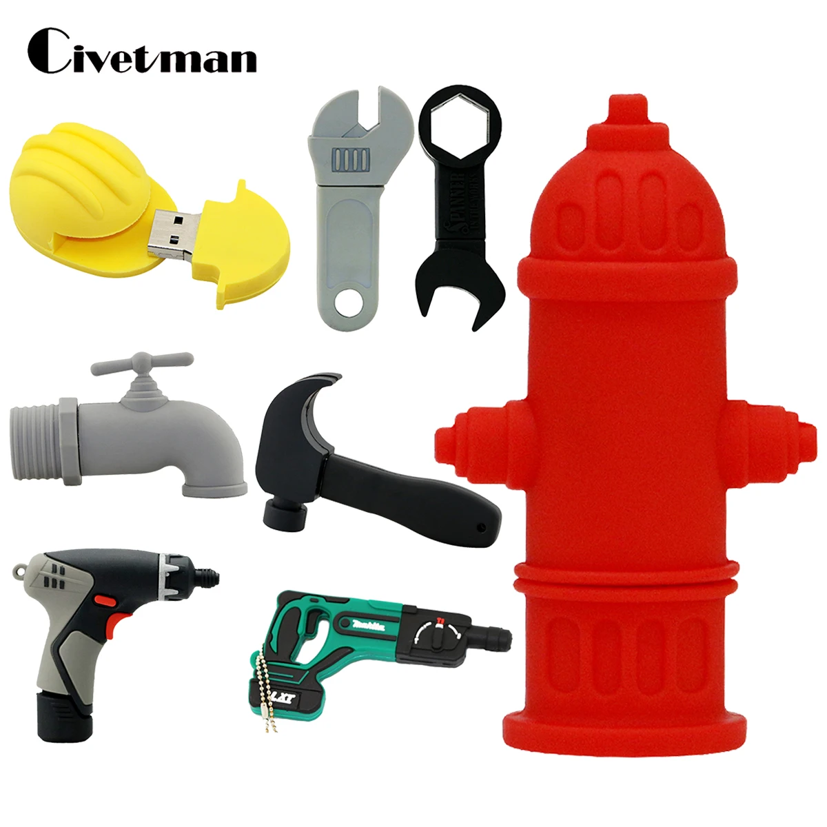 pen drive cartoon werkzeug bohrmaschine usb sticks 16gb 32gb 64gb 128gb 256gb usb sticks hydrantenschlüssel usb stick memory disk free global shi