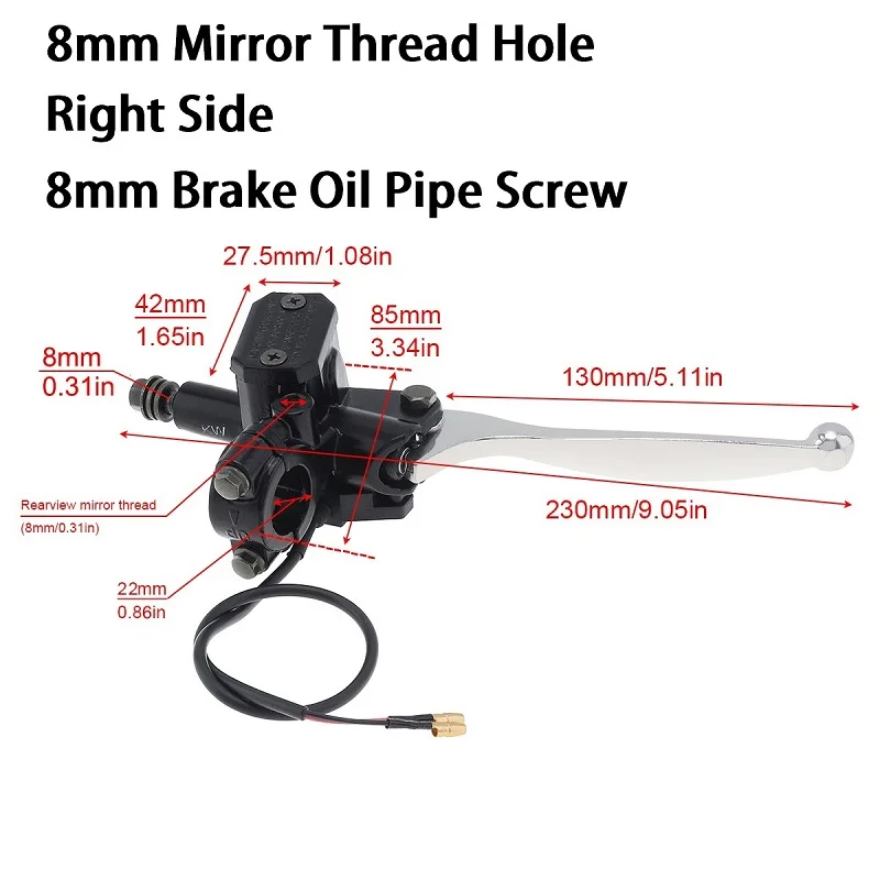 

Гидравлические тормоза Тормозной насос мотоцикла с резьбой цилиндра заднего вида 8 мм Ручка насоса левый и правый рычаг сцепления