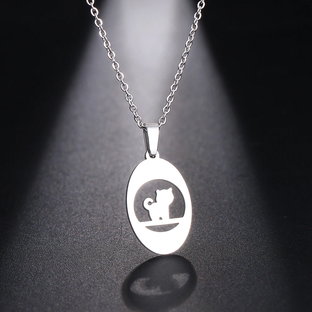 DOTIFI ожерелье из нержавеющей стали для женщин мужчин мышления кошки кулон колье