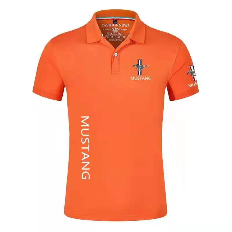 

2021 Mustang Summer Men's Polo Casual Short Sleeves Solid Color Tshirt Man Tops Customize T-shirt M