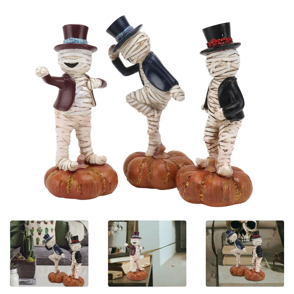 

3Pcs Resin Adornments Pumpkin Mummy Design Lovely Decorations