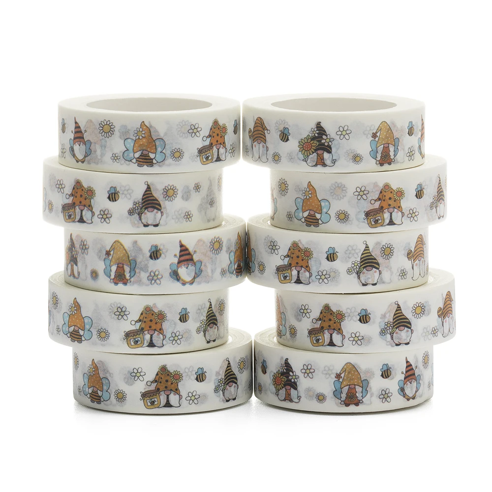

NEW 10pcs/Lot 15mm x 10m Bee Gnomes with Flower Spring Cartoon Washi Tape Scrapbook Paper Masking Adhesive Washi Tape
