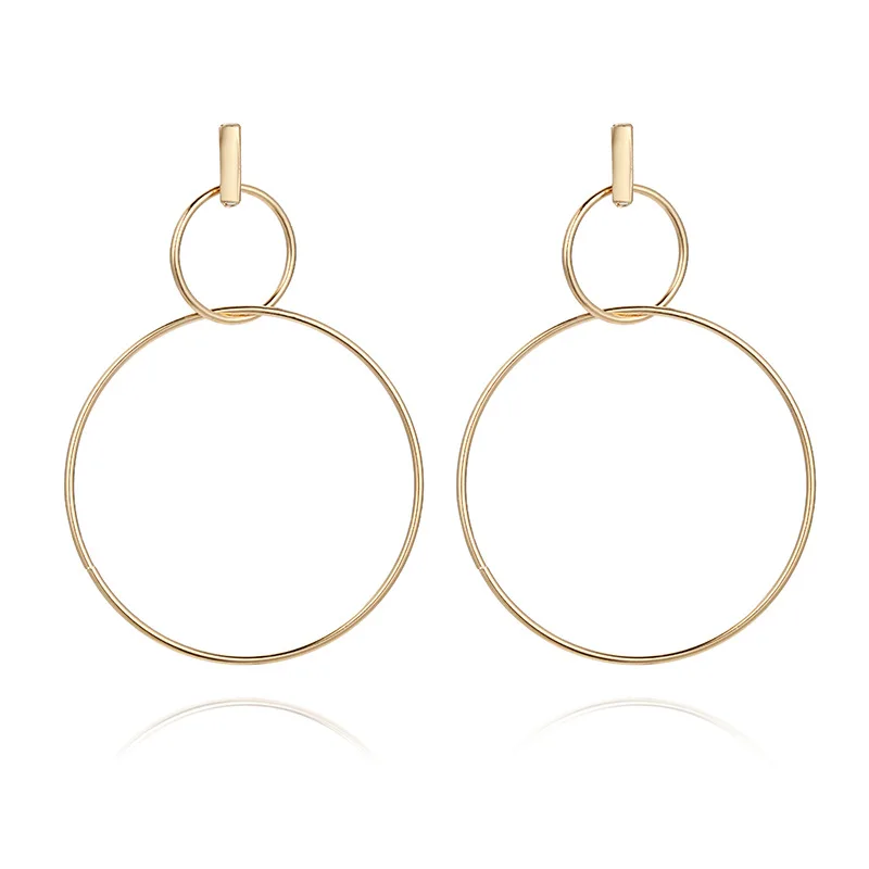 Japan and South Korea trend fashion hot fresh fresh geometric size circle exaggerated long ladies earrings factory wholesale