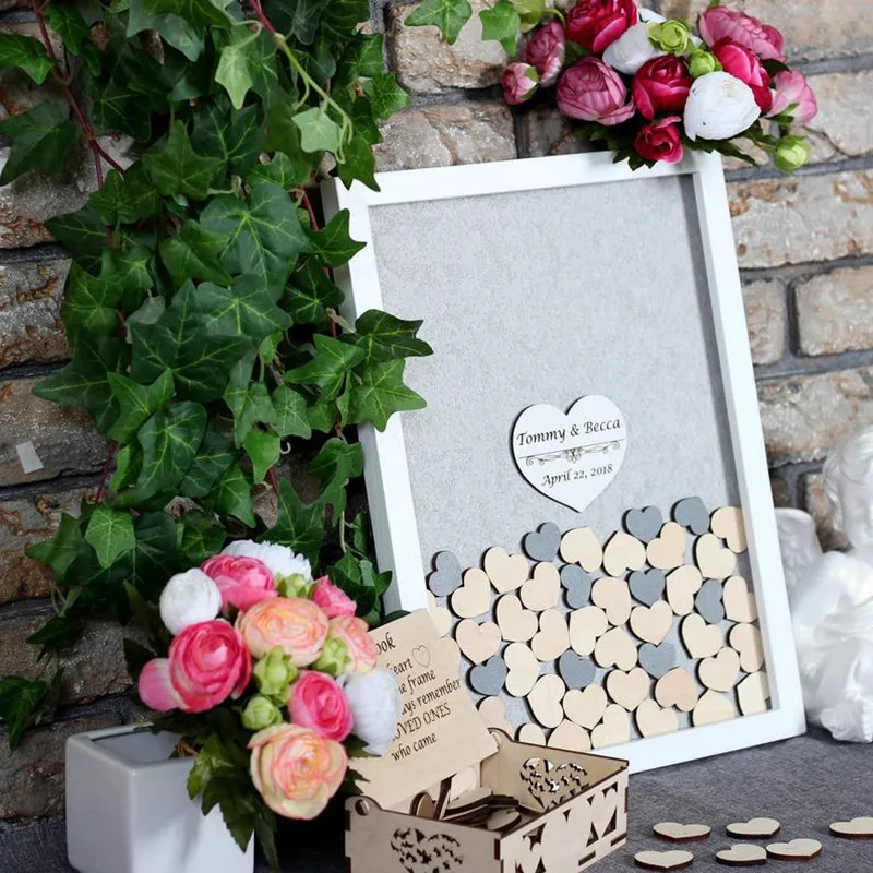 Персонализированная деревянная Гостевая книга идеи теневая коробка