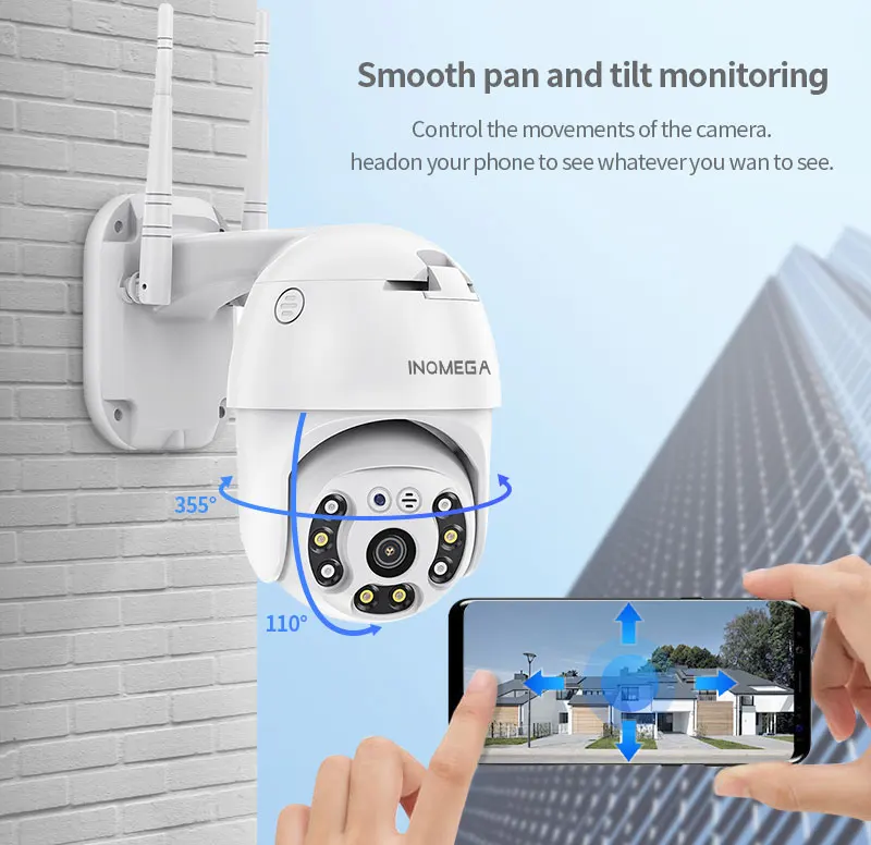 INQMEGA TUYA SMART 3MP PTZ камера IP66 Wifi IR Двусторонняя аудио Беспроводная HD безопасности